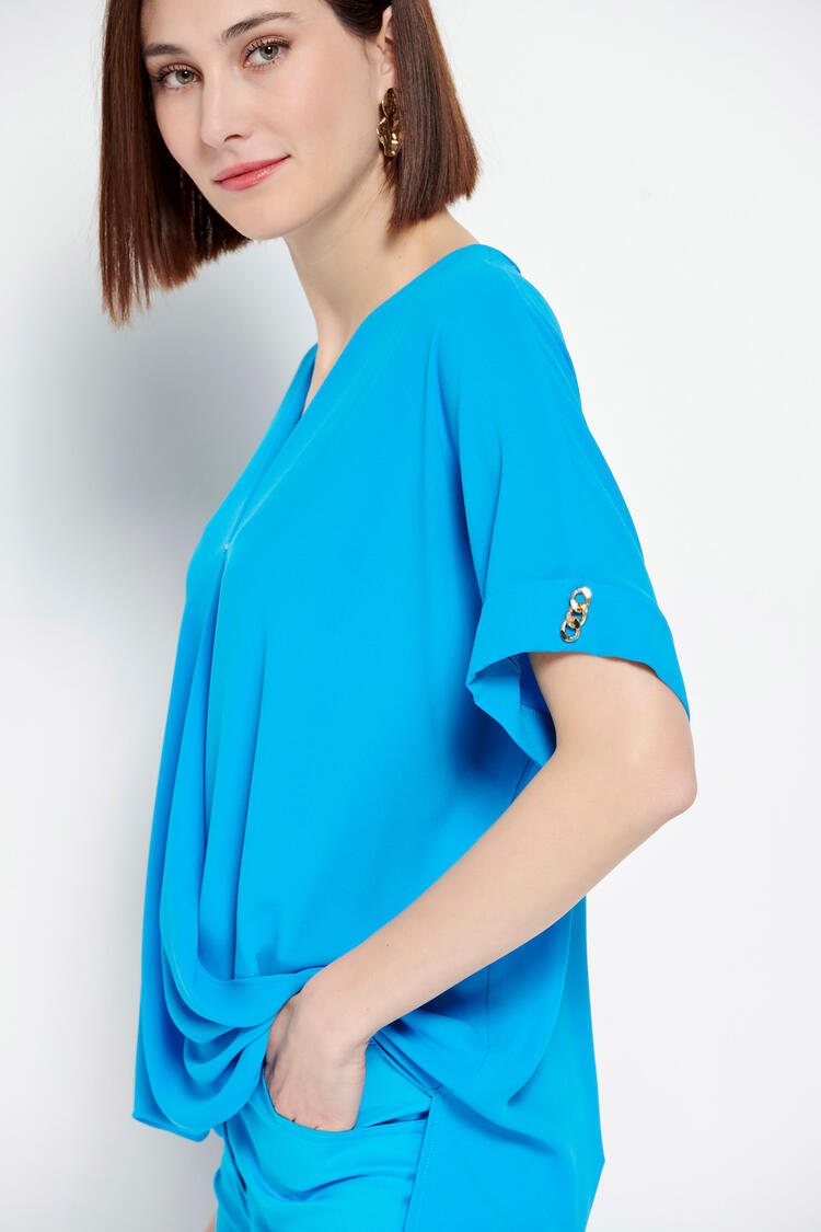 Blouse with a crotch cut - SKY BLUE S