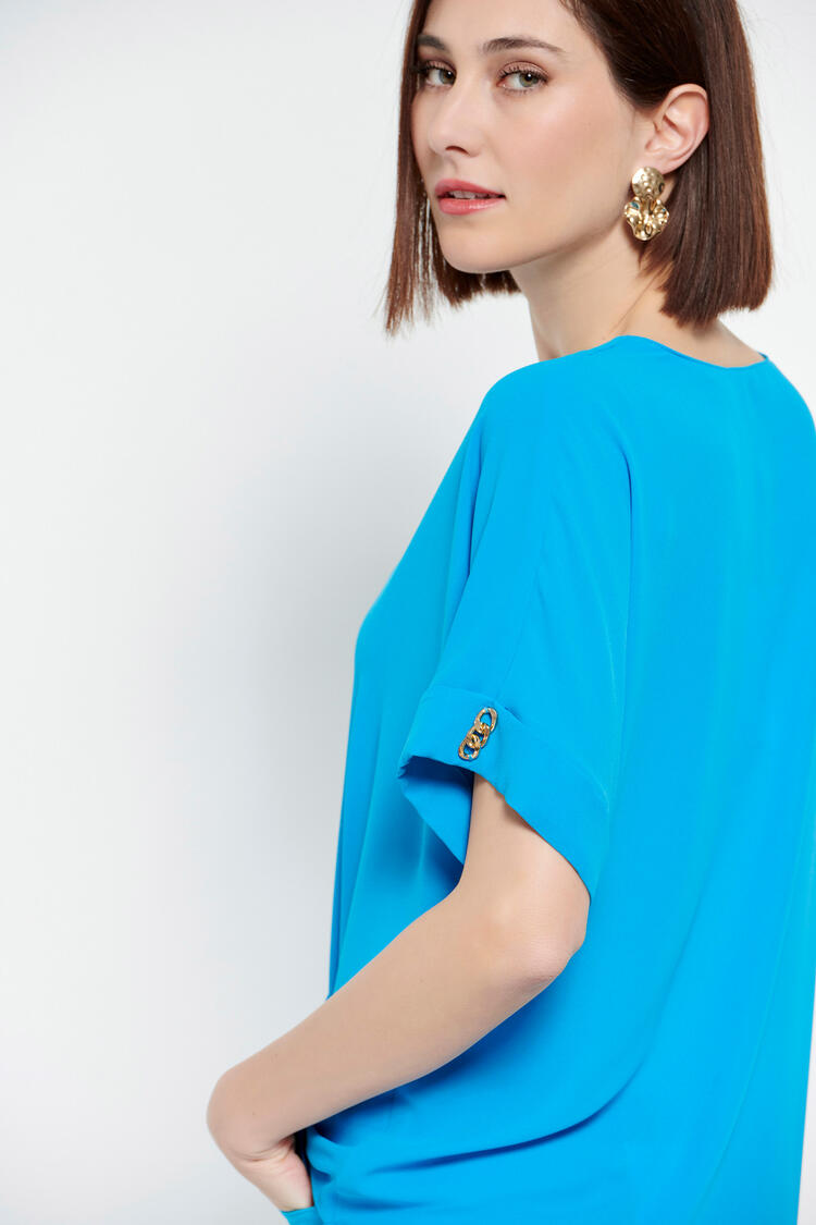 Blouse with a crotch cut - SKY BLUE S
