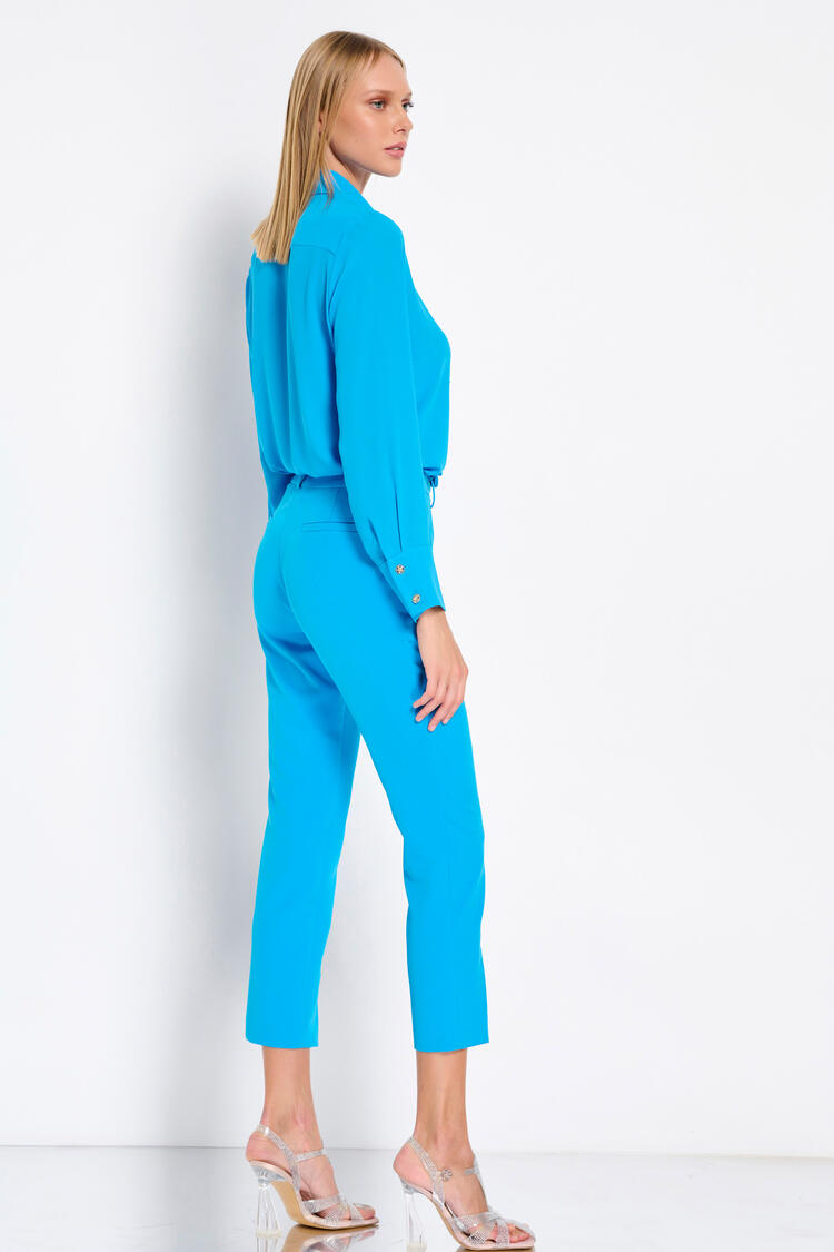 Pants with an opening at the bottom - SKY BLUE S