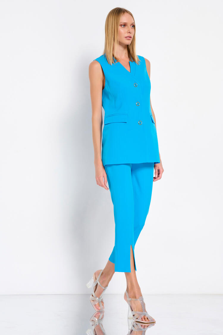Pants with an opening at the bottom - SKY BLUE S