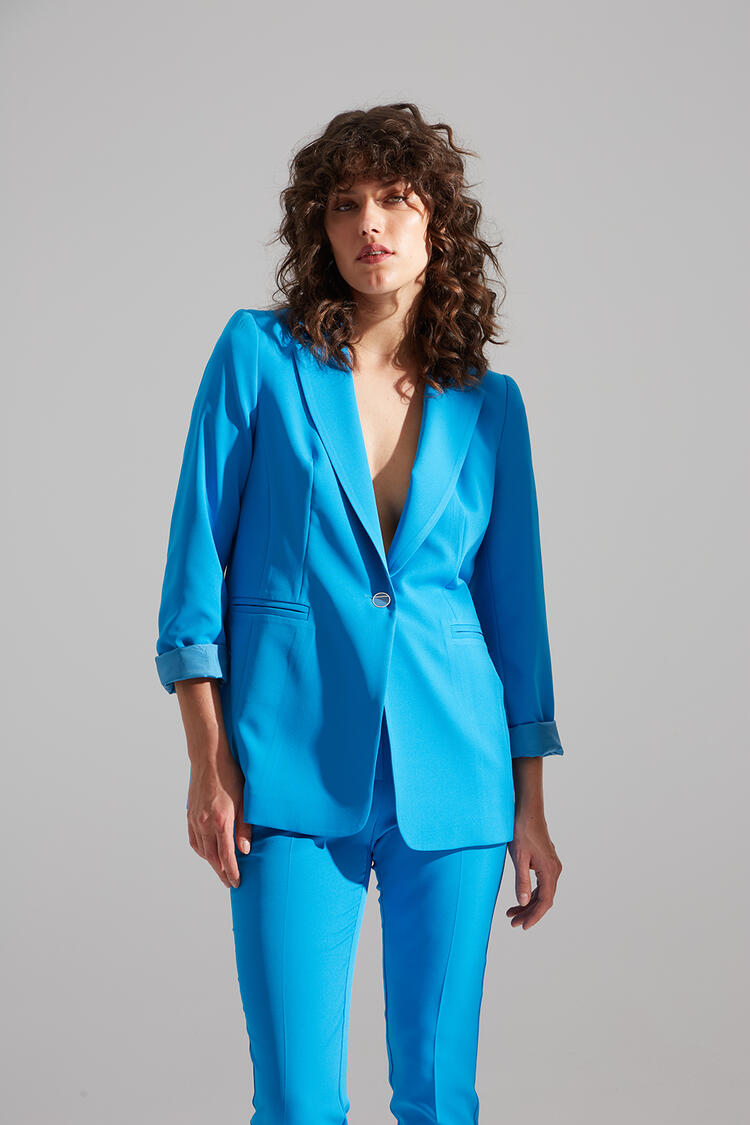 Single button jacket - SKY BLUE XL