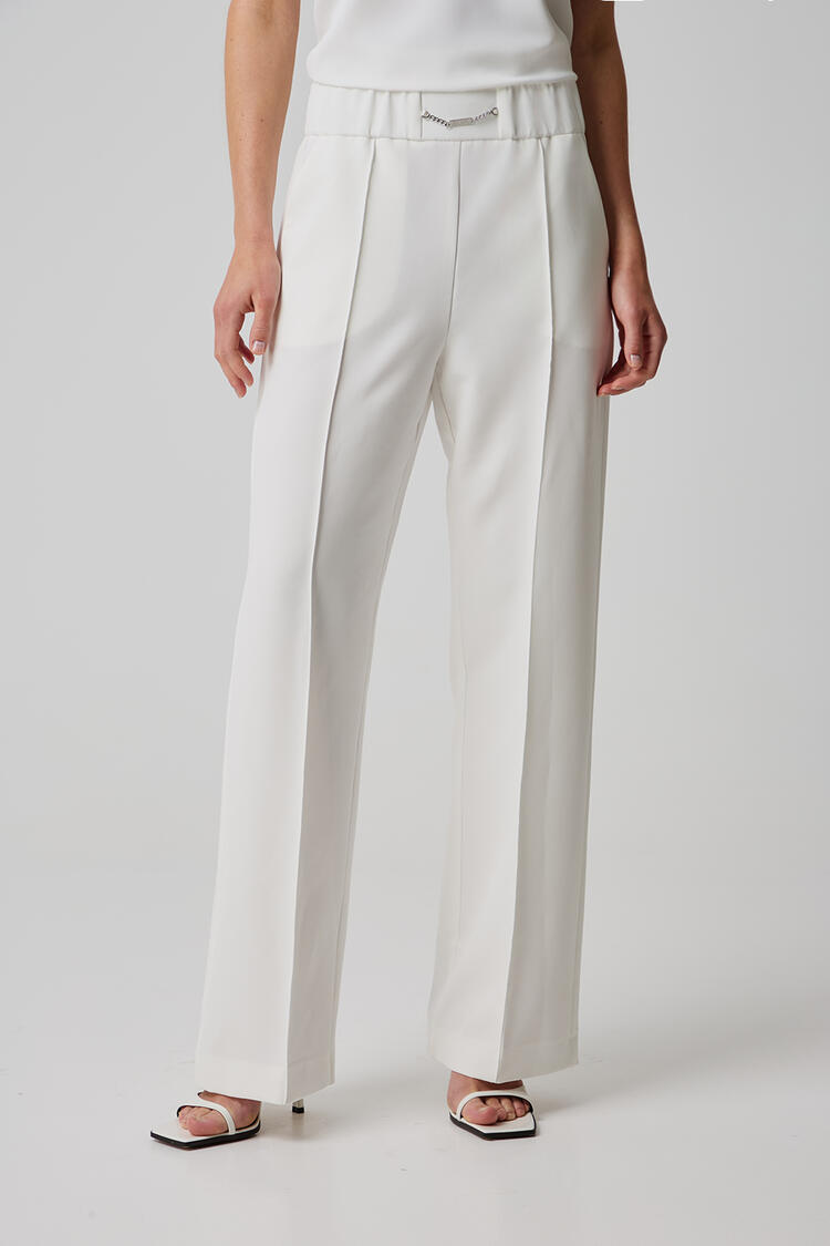 Pants with elastic belt - White S