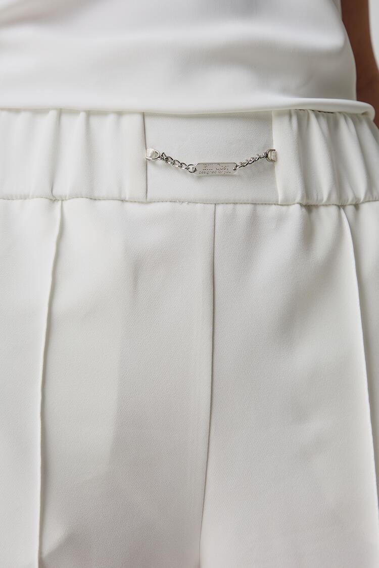 Pants with elastic belt - White M