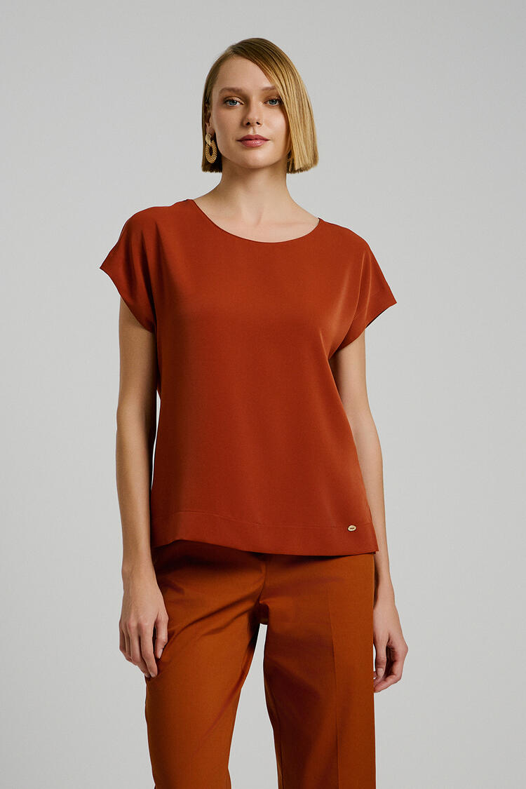 Round neck blouse - Brown S