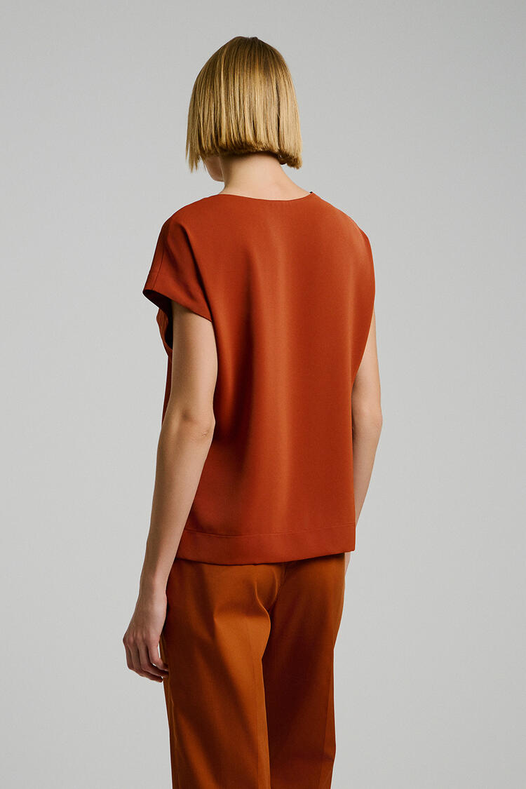 Round neck blouse - Brown S