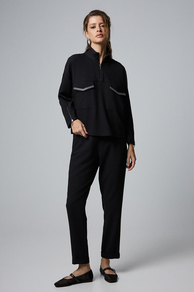 Pants in a straight line - Black S