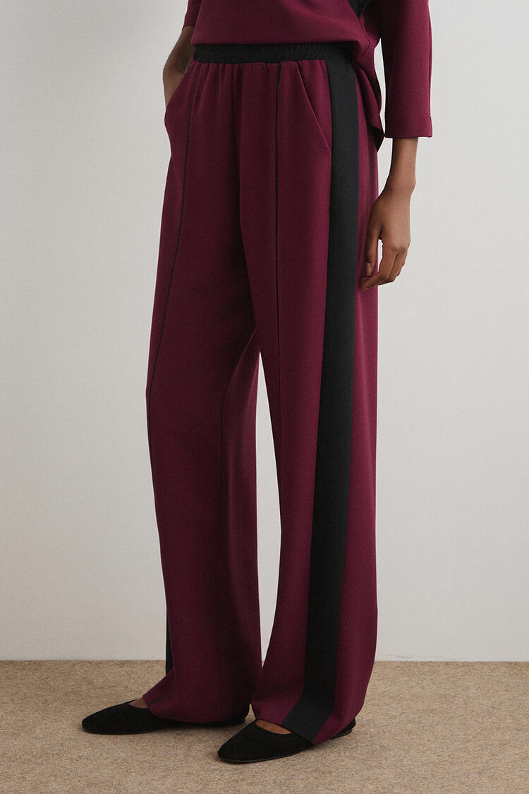 Contrast color pants. - Burgundy S