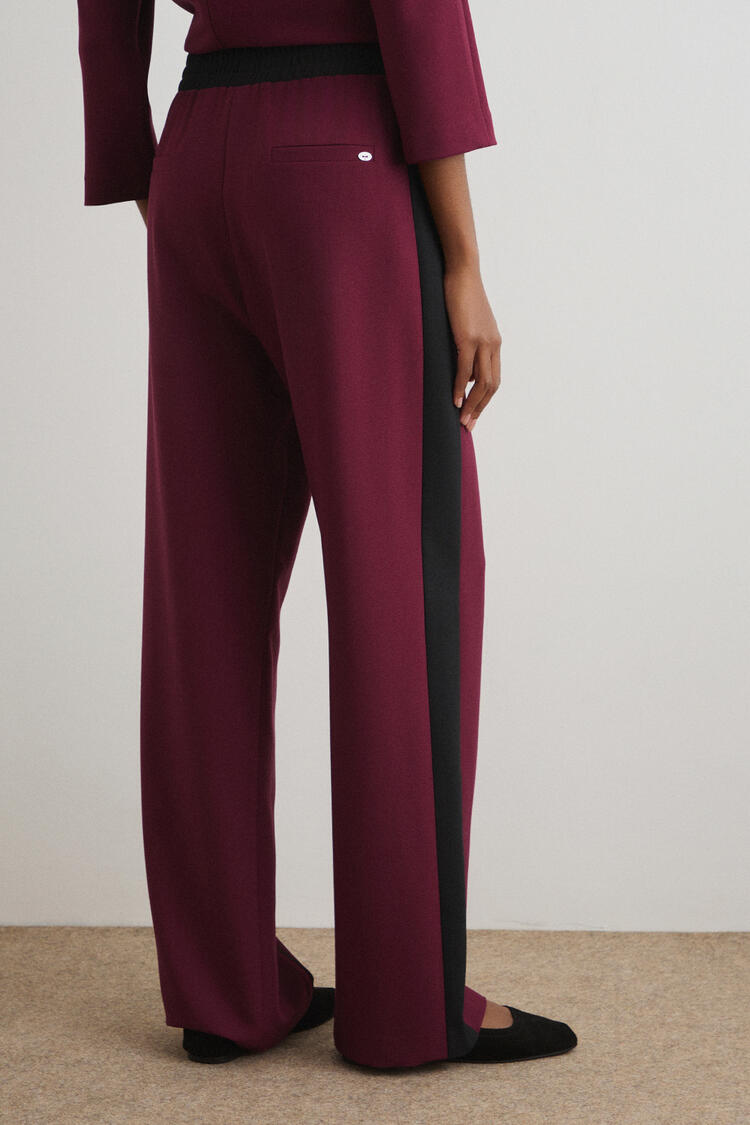 Contrast color pants. - Burgundy S