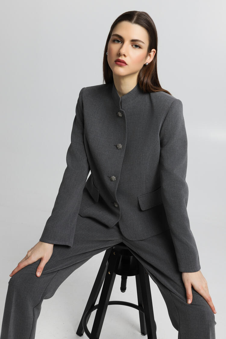 Jacket with jewel buttons - Grey L