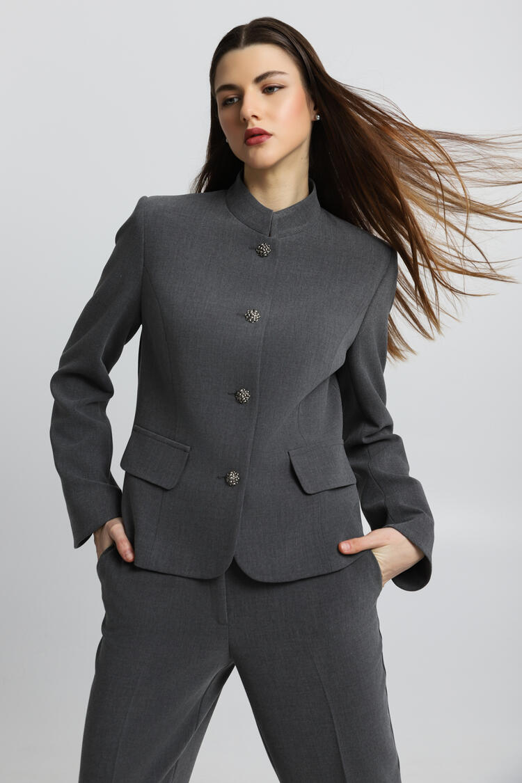 Jacket with jewel buttons - Grey L