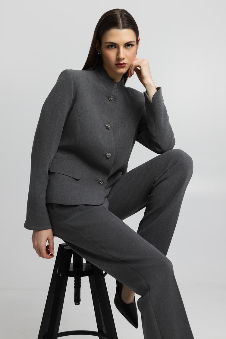 Jacket with jewel buttons - Grey L