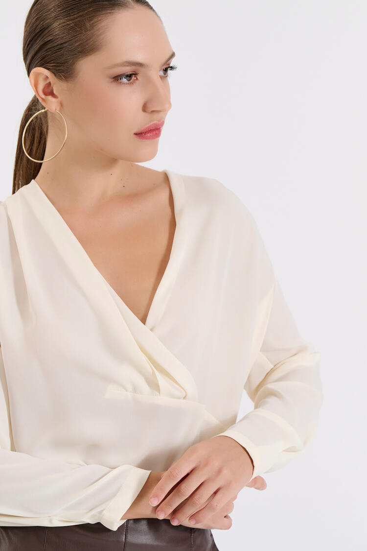 Pleated blouse - CREAM S