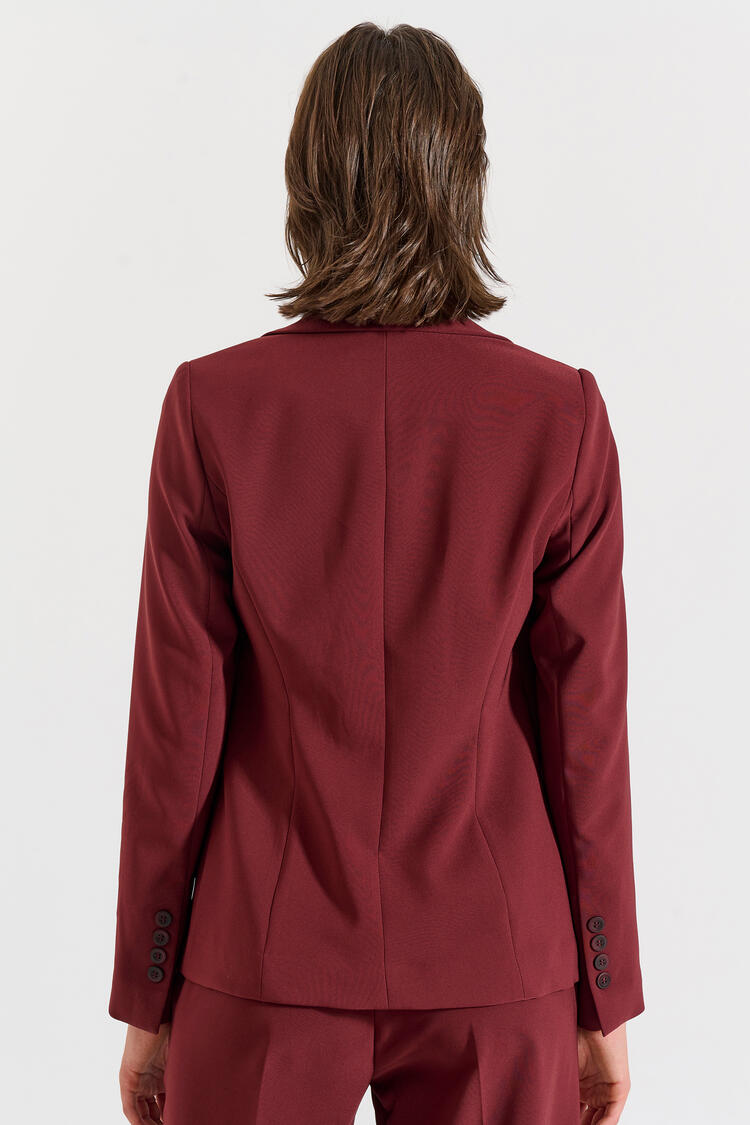 Single-Breasted Blazer - Burgundy XL