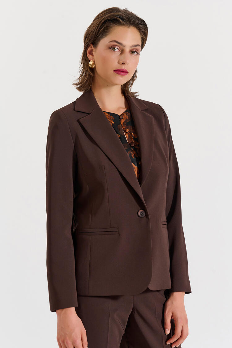 Single-Breasted Blazer - Brown XXL