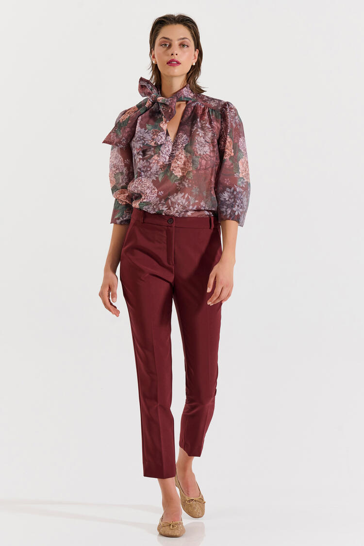 Straight-Leg Trousers - Burgundy XL