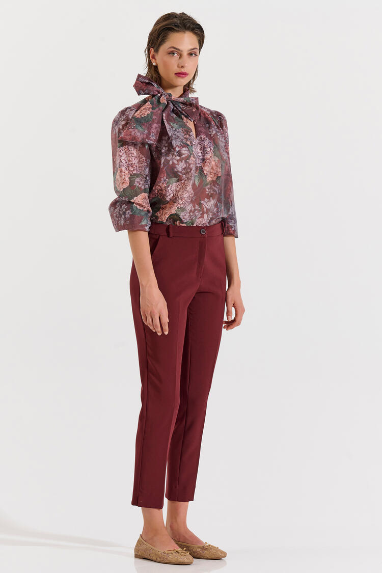 Straight-Leg Trousers - Burgundy XL