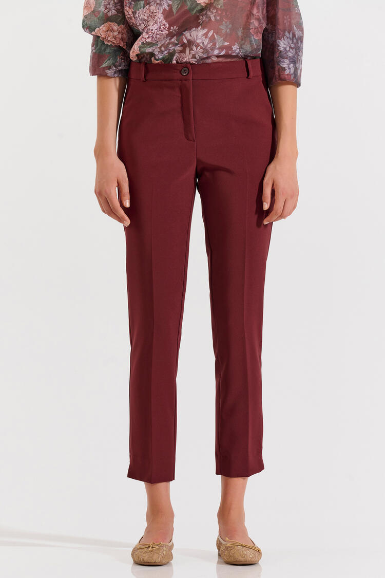 Straight-Leg Trousers - Burgundy XL