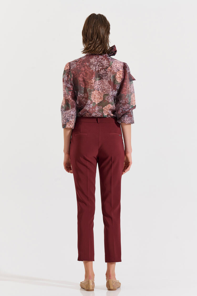 Straight-Leg Trousers - Burgundy XL