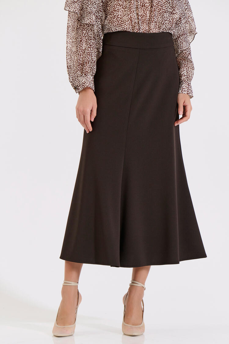 Midi flared skirt - Brown S