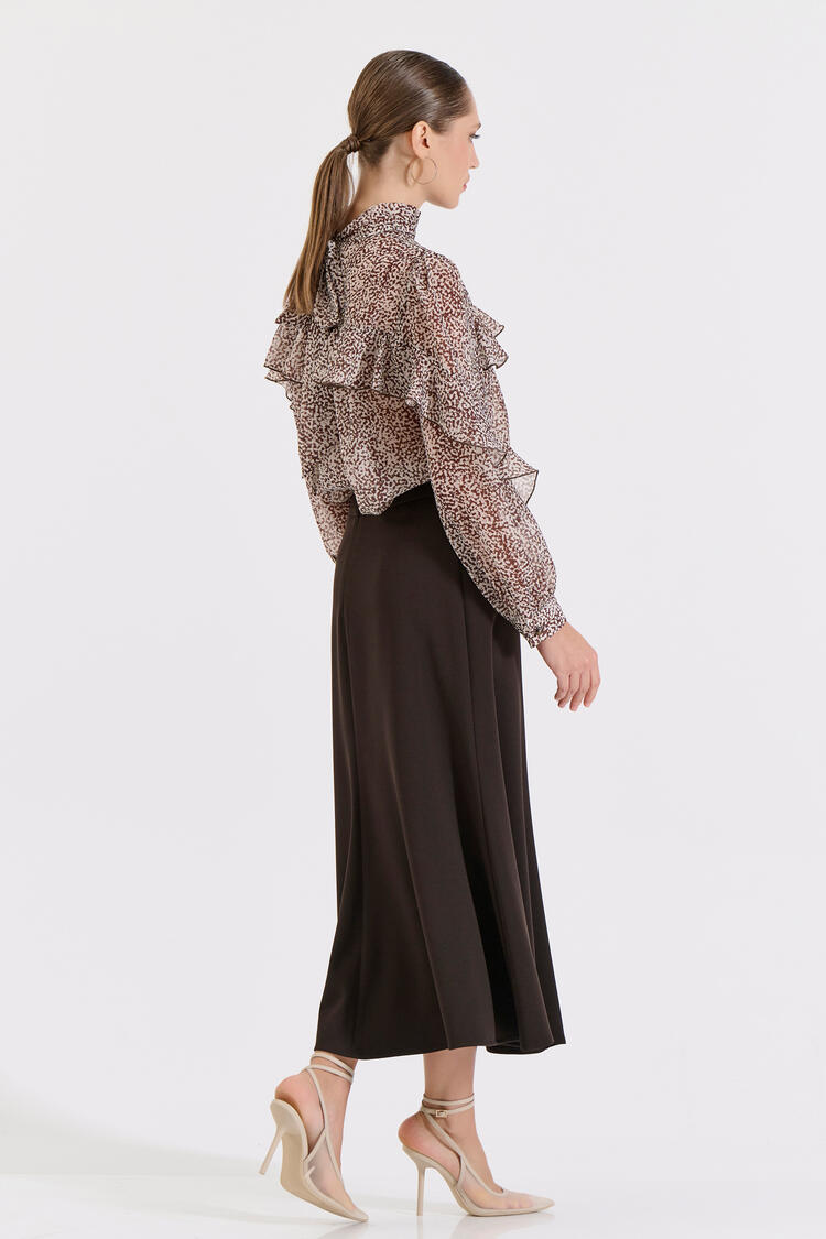 Midi flared skirt - Brown S