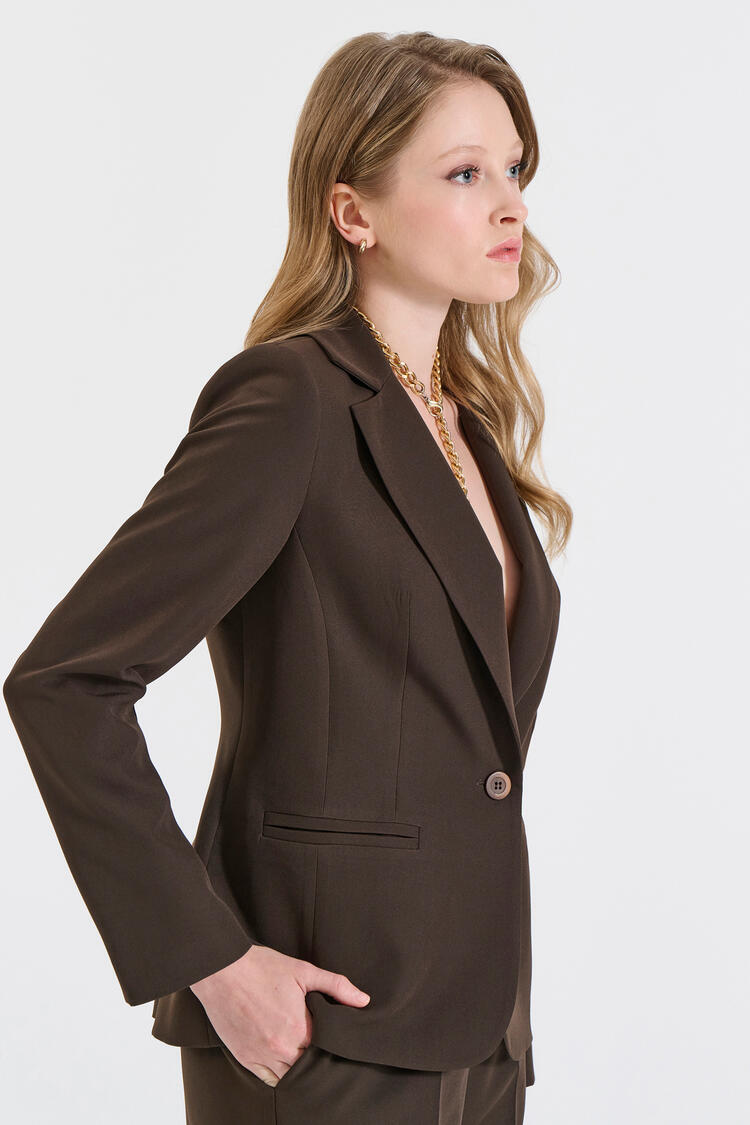 Single-breasted blazer - Brown XL
