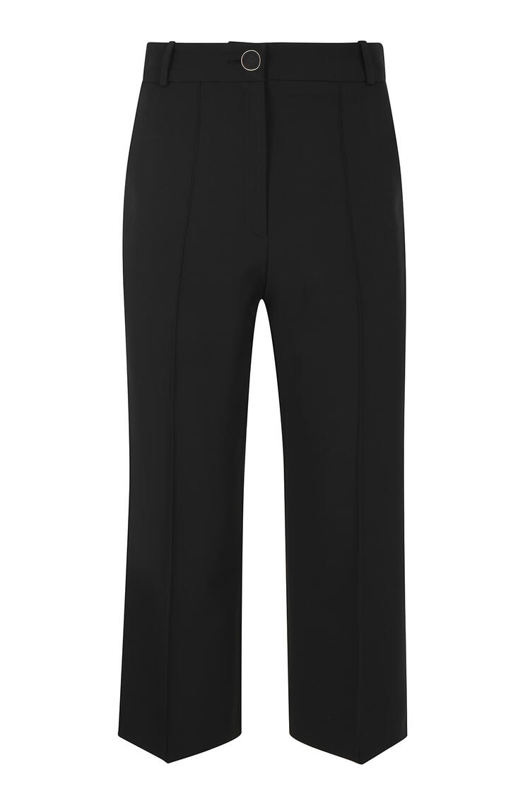 Cropped culotte trousers with front crease - Black S