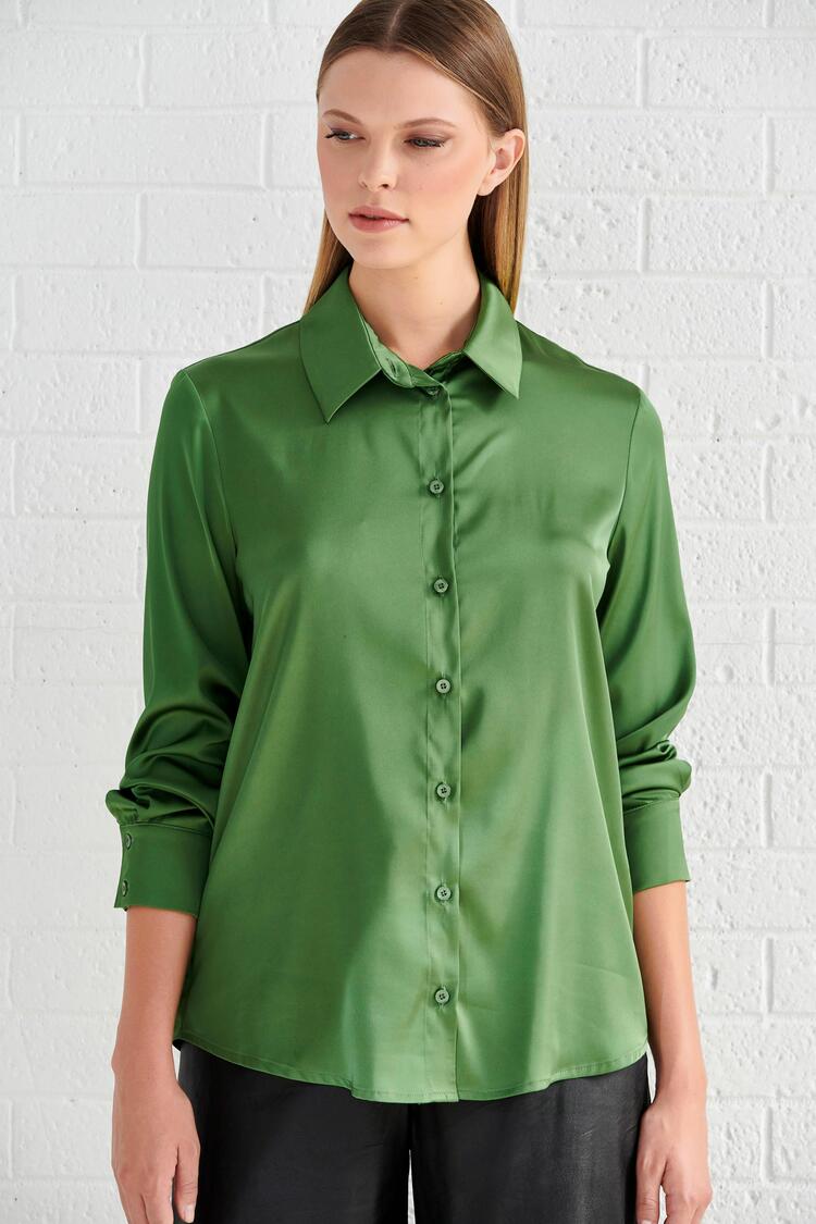 Satin shirt - GREEN S