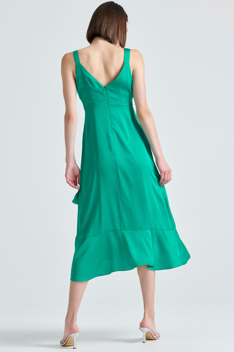 Dress with double ruffles at the end - GREEN S