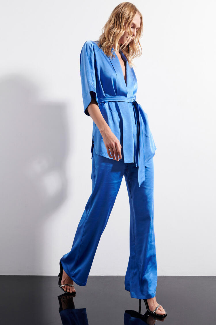 Satin look trousers - Electric Blue S