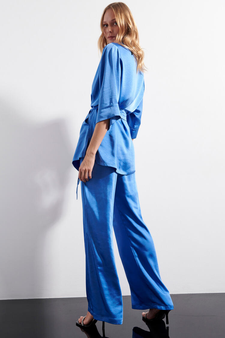 Satin look trousers - Electric Blue S