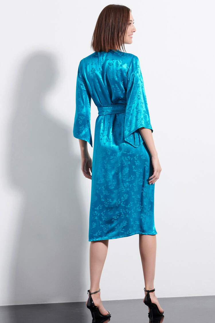 Midi dress with satin look - Petrol S