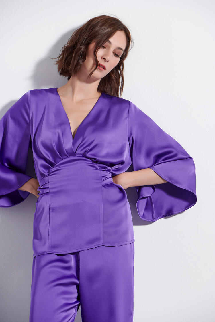 Satin blouse - Purple S