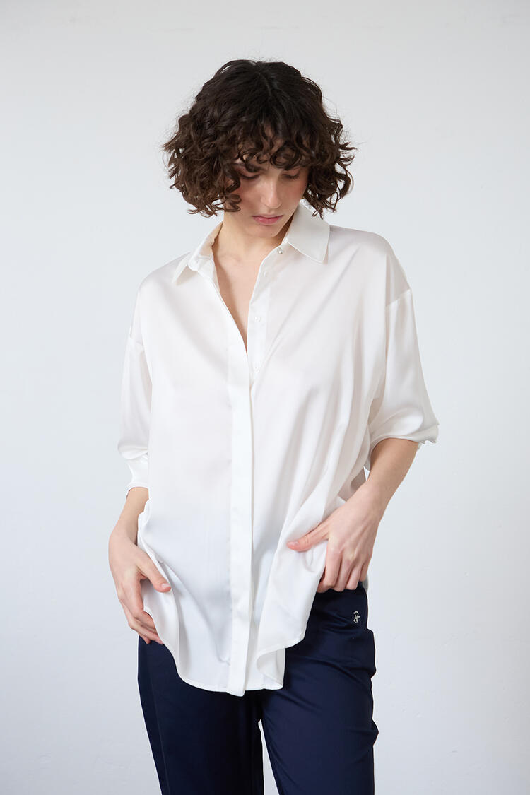 Oversized satin shirt - Off White M/L