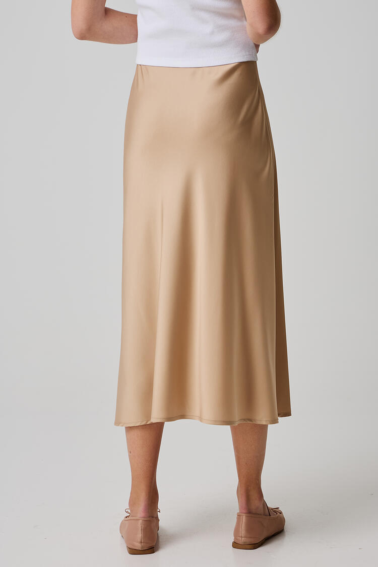 Satin midi skirt - Beige S/M