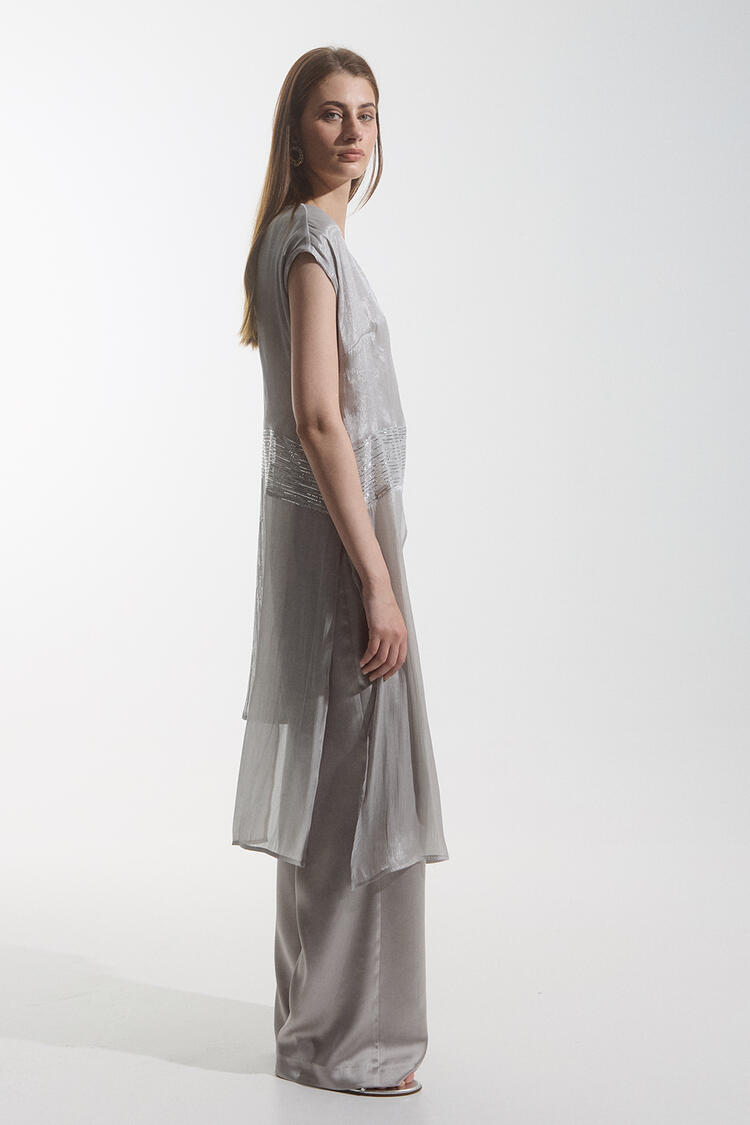 Satin pants - Silver S