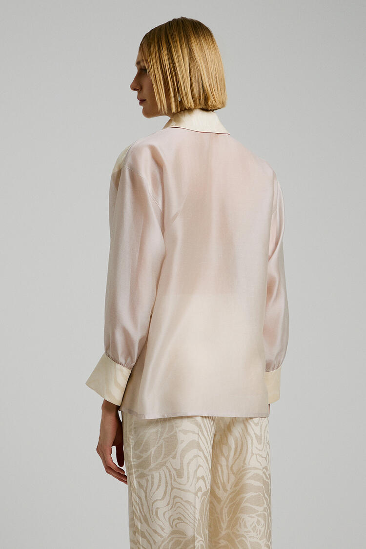 Shirt with satin print detail - Vanilla M
