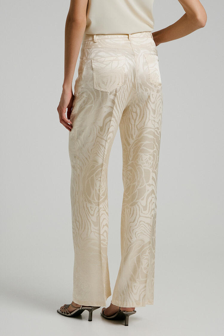 Straight satin pants with print - Vanilla S