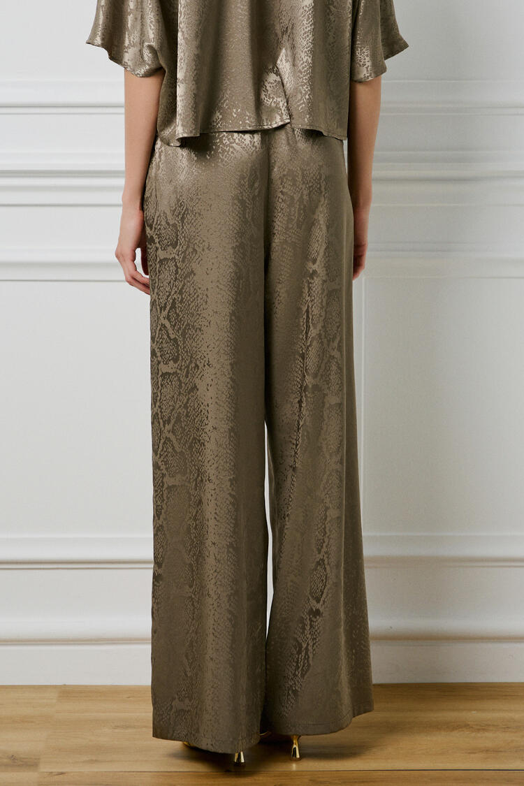 Satin pants with print - TAUPE XL