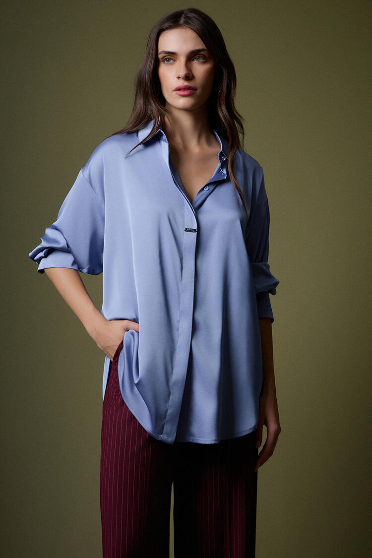 Satin shirt - Blue S/M