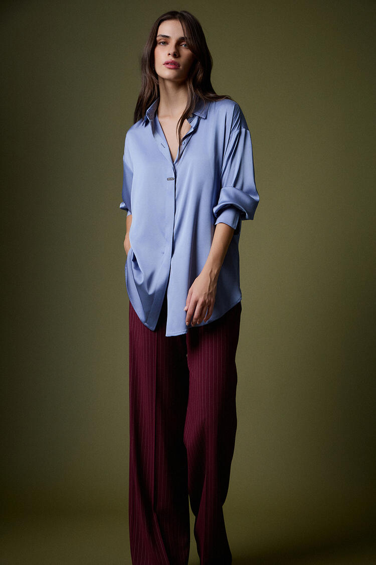 Satin shirt - Blue S/M