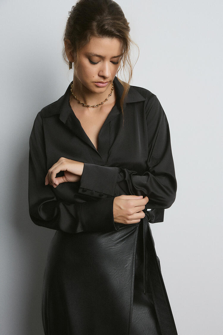 Satin blouse - Black S