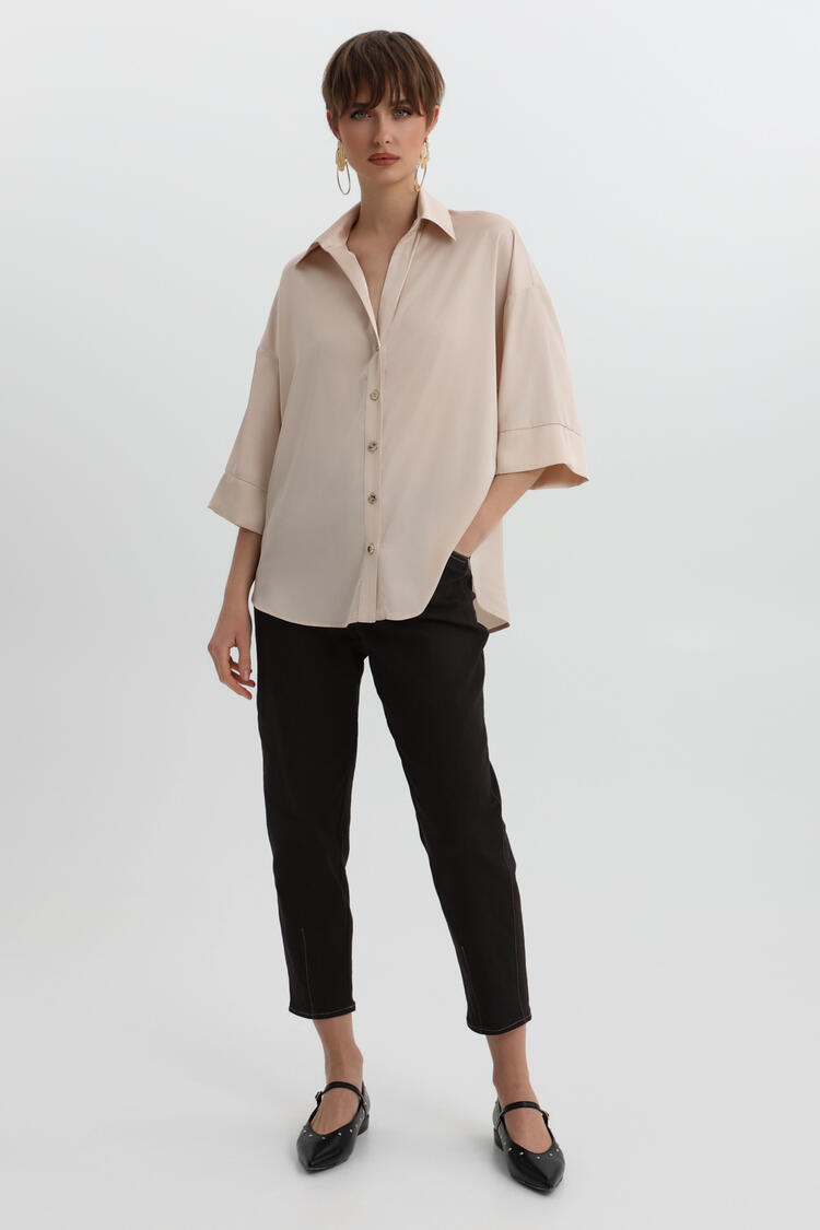 Shirt in satin texture - Vanilla S/M
