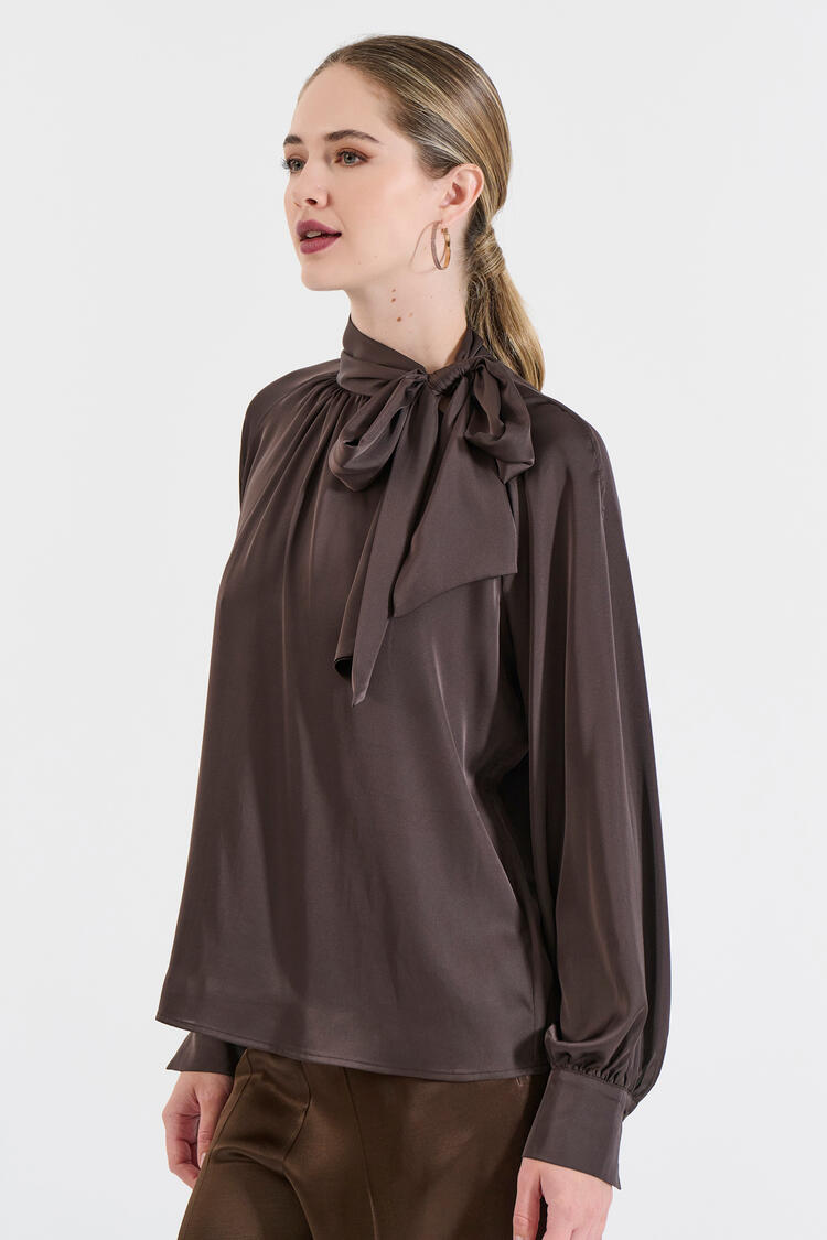 satin bow tie blouse