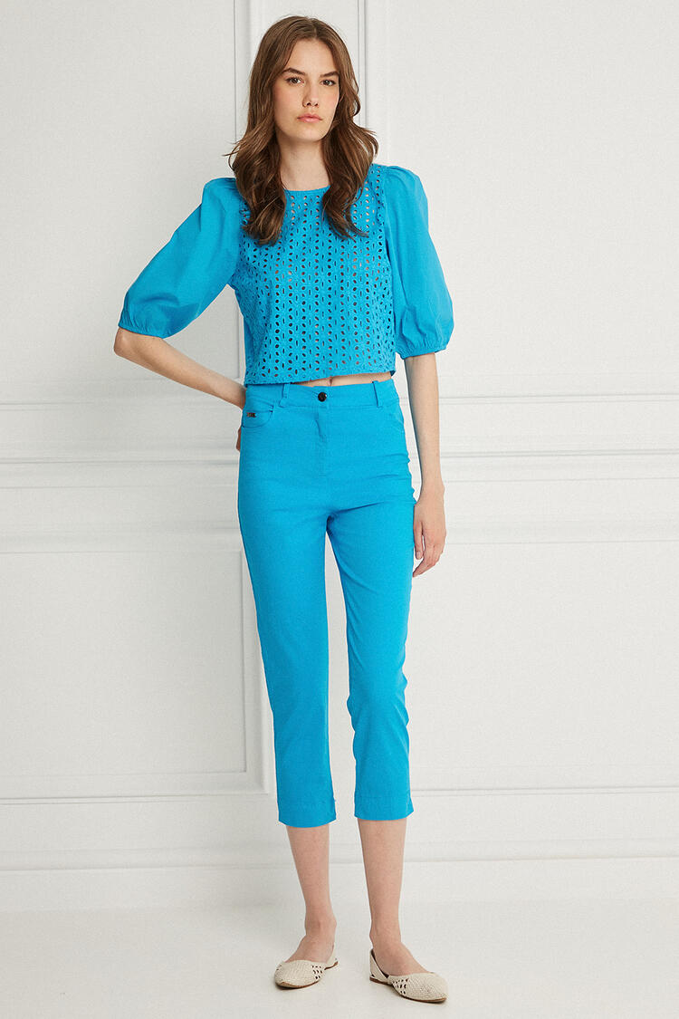 Cropped pants - SKY BLUE XS