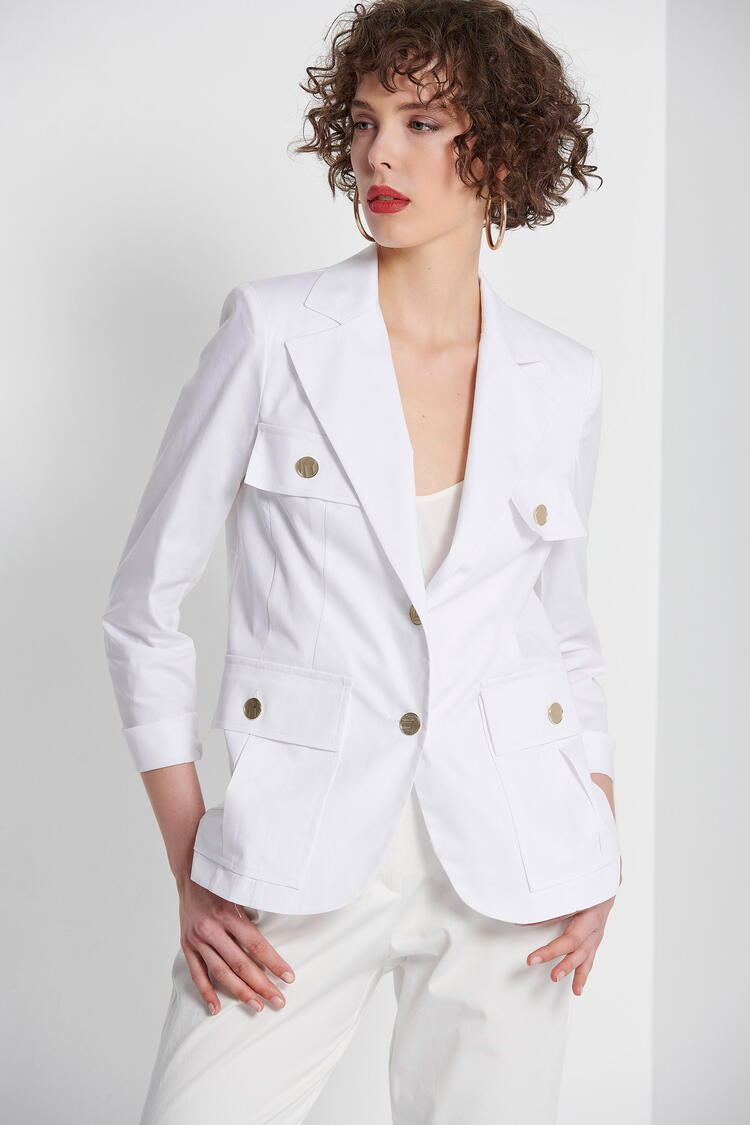 Jacket with outer pockets - WHITE S