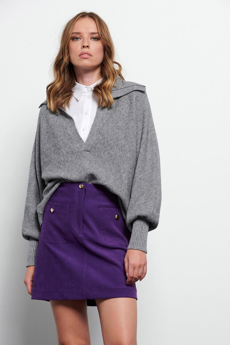 Suede mini skirt - Purple S