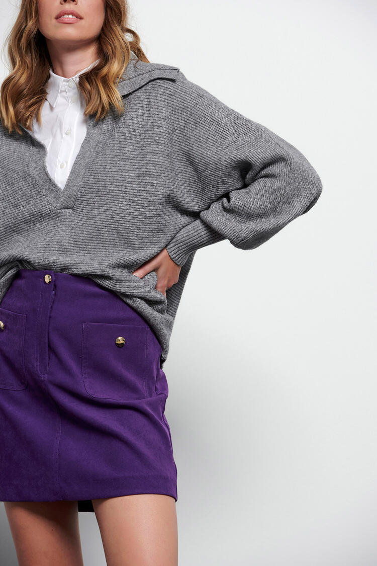 Suede mini skirt - Purple S