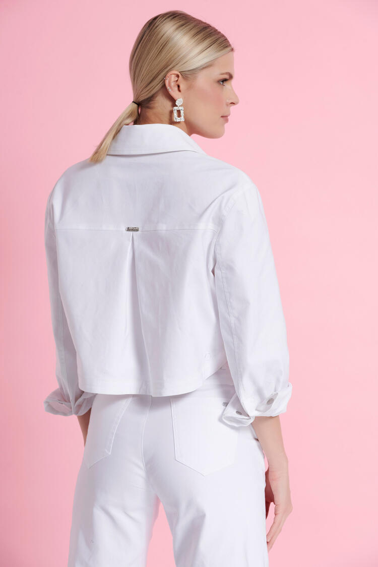 Jacket cropped denim weave - White S