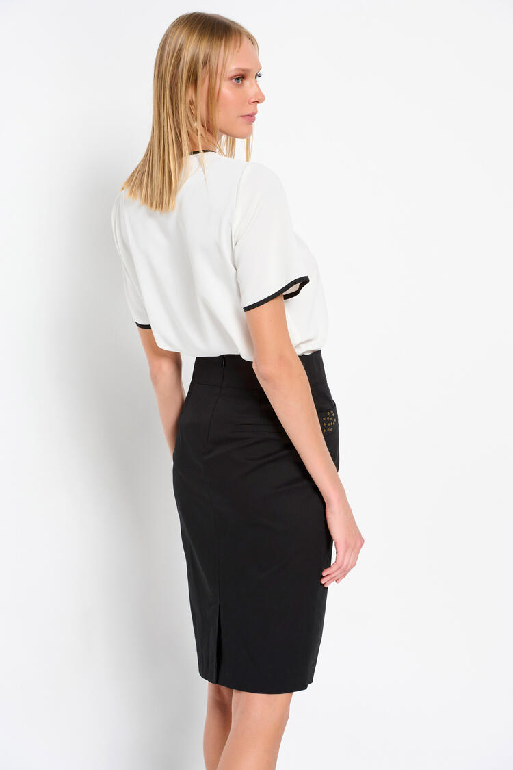 Pencil skirt with decorative studs - Black S
