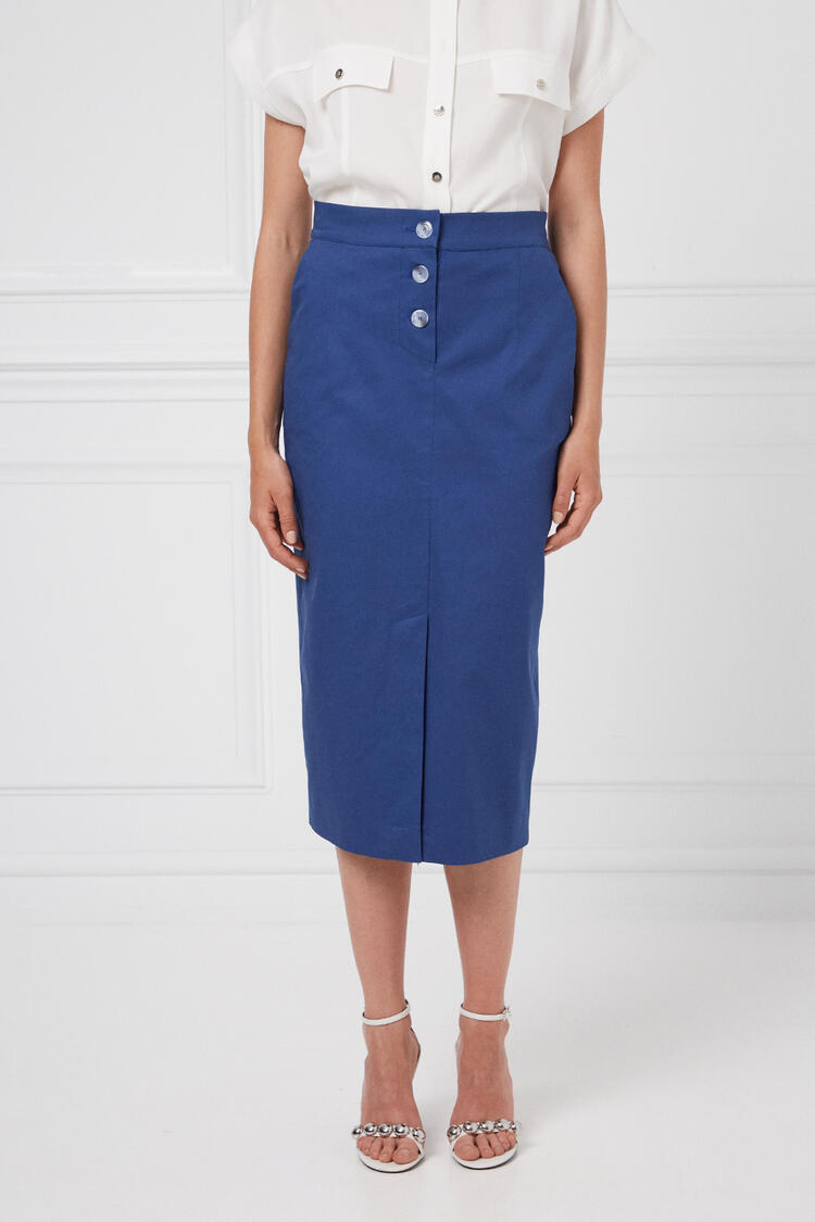 Poplin midi skirt - Light Blue S